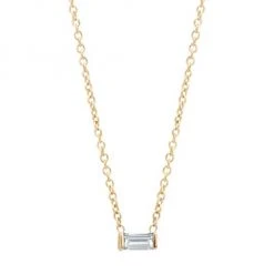 Zoë Chicco Birthstones 14K Yellow Gold & White Diamond Horizontal Baguette Necklace