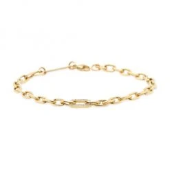 Zoë Chicco 14K Yellow Gold & Diamond Medium Square-Oval Link Bracelet