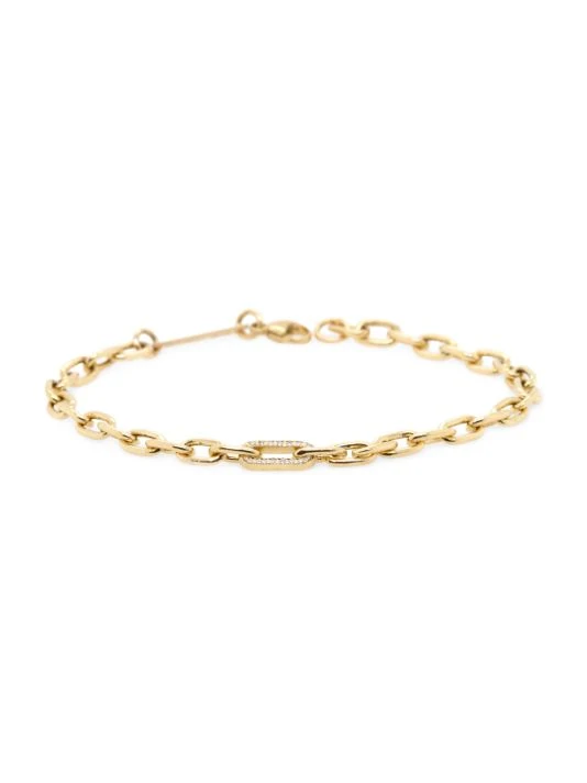 Zoë Chicco 14K Yellow Gold & Diamond Medium Square-Oval Link Bracelet 3 Zoë Chicco 14K Yellow Gold & Diamond Medium Square-Oval Link Bracelet
