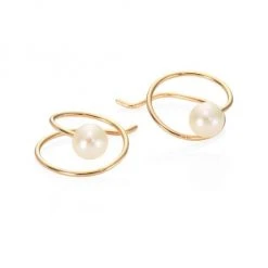 Zoë Chicco 4MM White Cultured Freshwater Pearl & 14K Yellow Gold Small Spiral Hoop Earrings