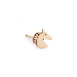 Zoë Chicco Itty Bitty Symbols 14K Yellow Gold Single Horse Stud Earring
